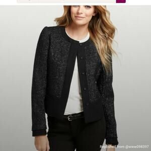 ANN TAYLOR Metallic SHIMMER TWEED JACKET WOOL Size 6 Petite